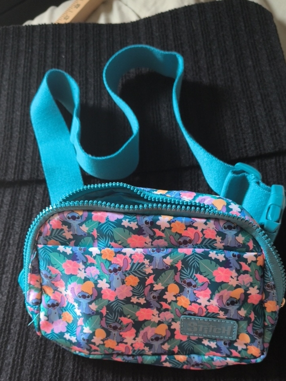 Bioworld Disney Teal Floral Stitch Kids Crossbody Bag